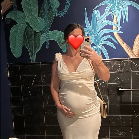 White Maternity Midi Dress - Picture 5 of 5